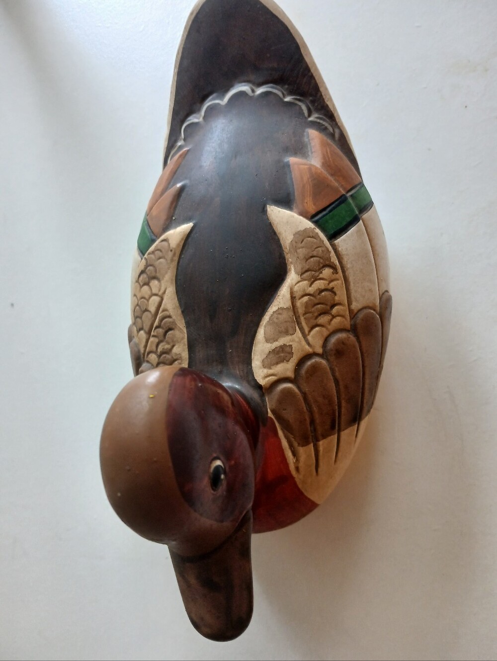 Handcrafted Brown Wood Duck Figurine - Home Accents